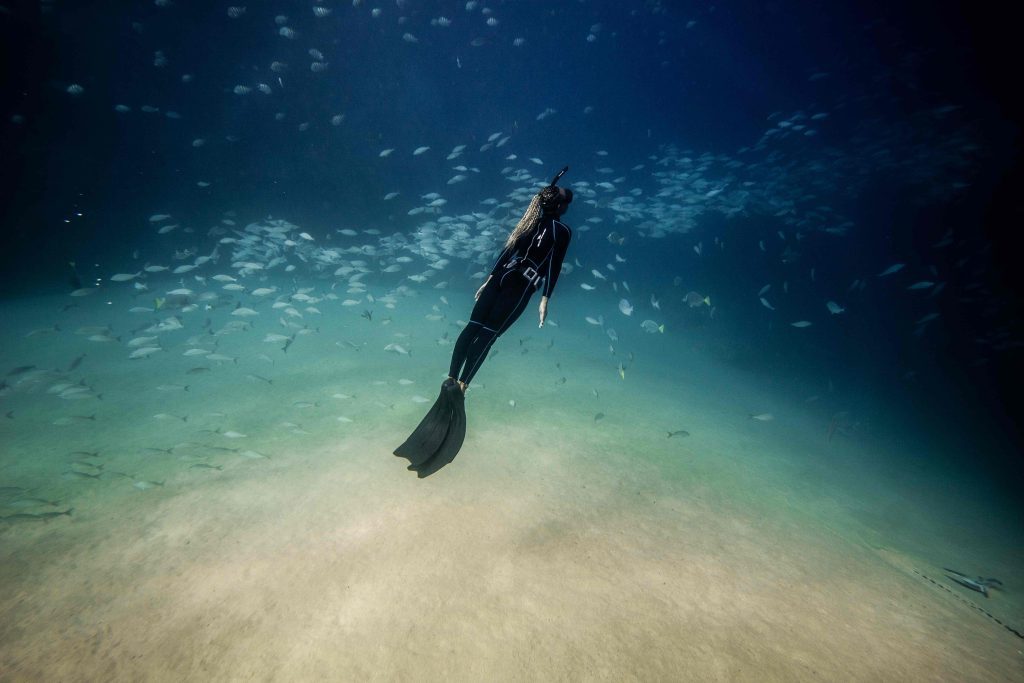 freediver in baja mexico with freefall academy